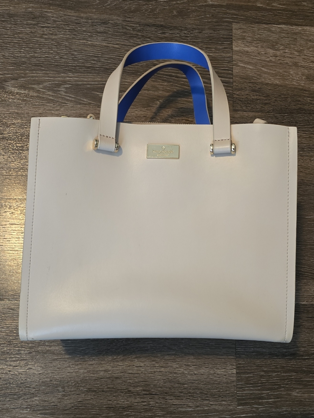 KATE SPADE Pastel Tote with Blue Interior Trim - Elegant Everyday Carry Bag